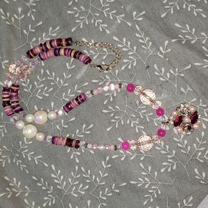 Vintage crystal pearl pendent necklace